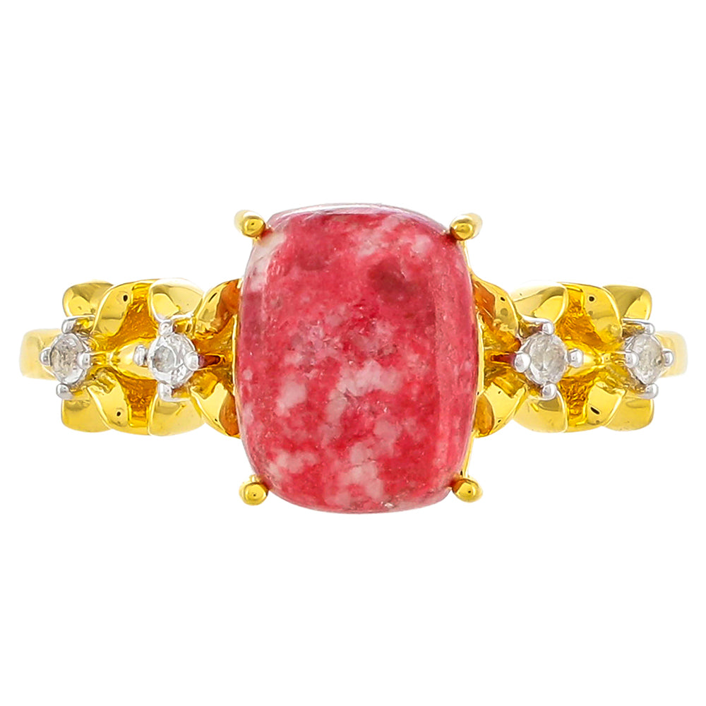 Goldplattierter Silberring mit Thulit und weißem Topas 1 