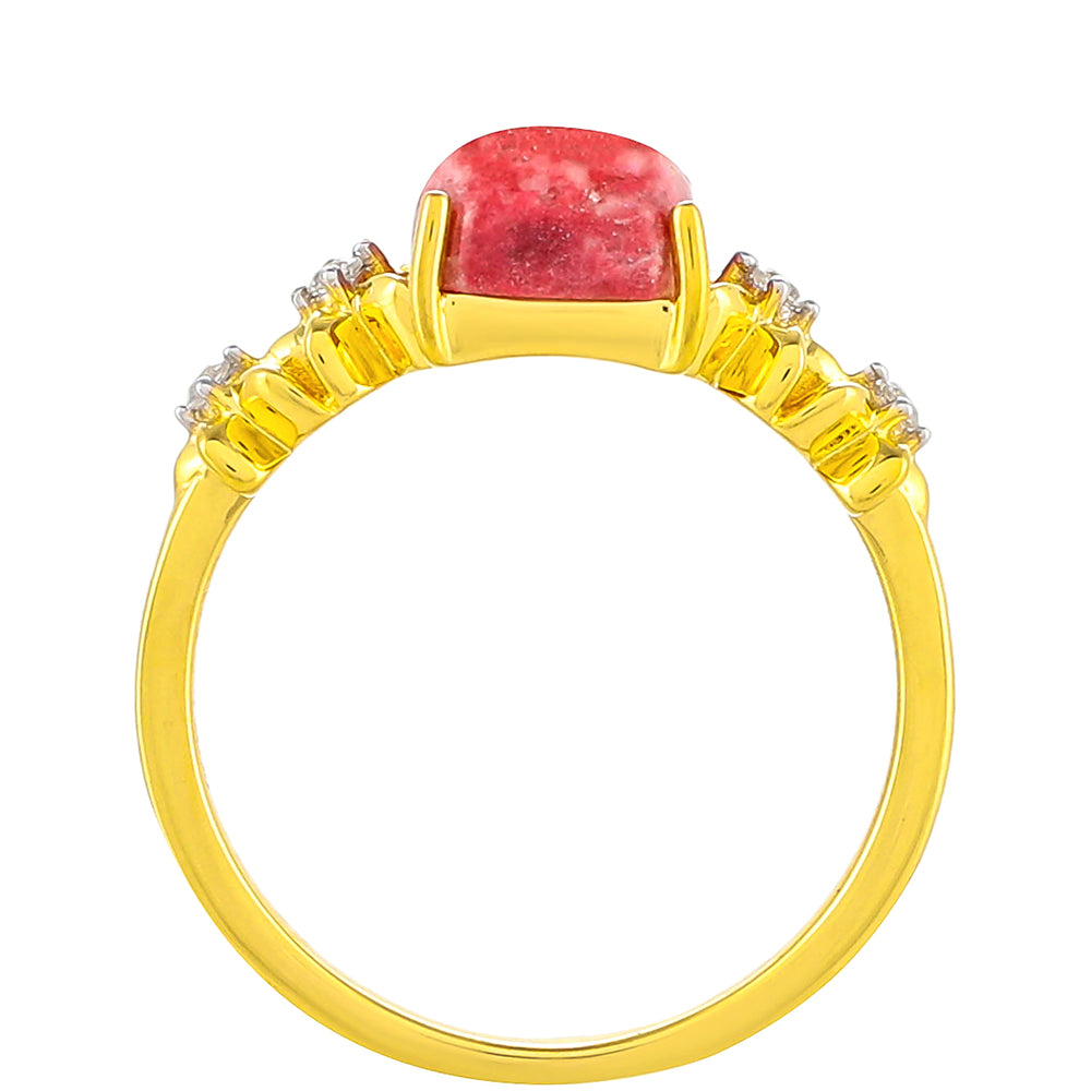 Goldplattierter Silberring mit Thulit und weißem Topas 4 