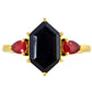 Goldplattierter Silberring mit schwarzem Onyx und Thai Rubin
