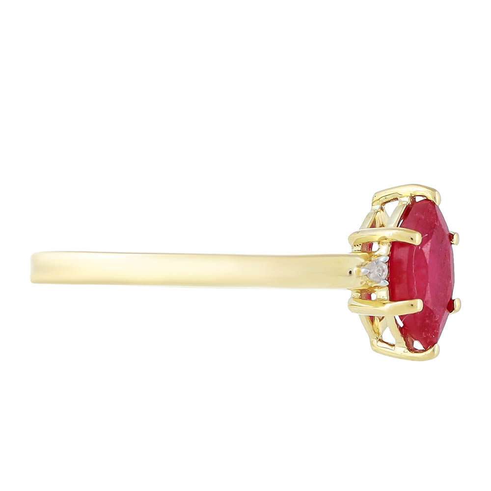 Goldring mit Thai Rubin und natürlichem Zirkon