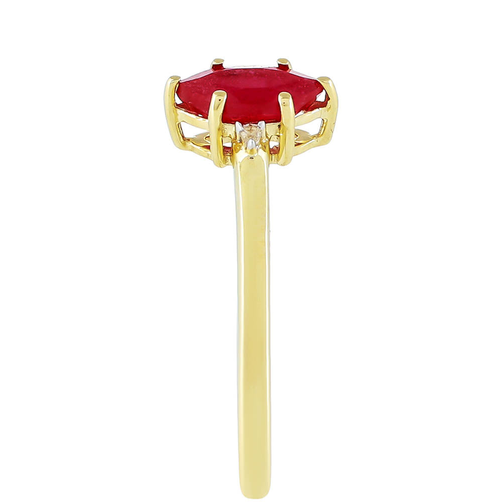 Goldring mit Thai Rubin und natürlichem Zirkon 3 