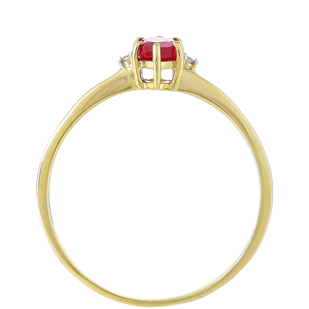 Goldring mit Thai Rubin und natürlichem Zirkon 4 