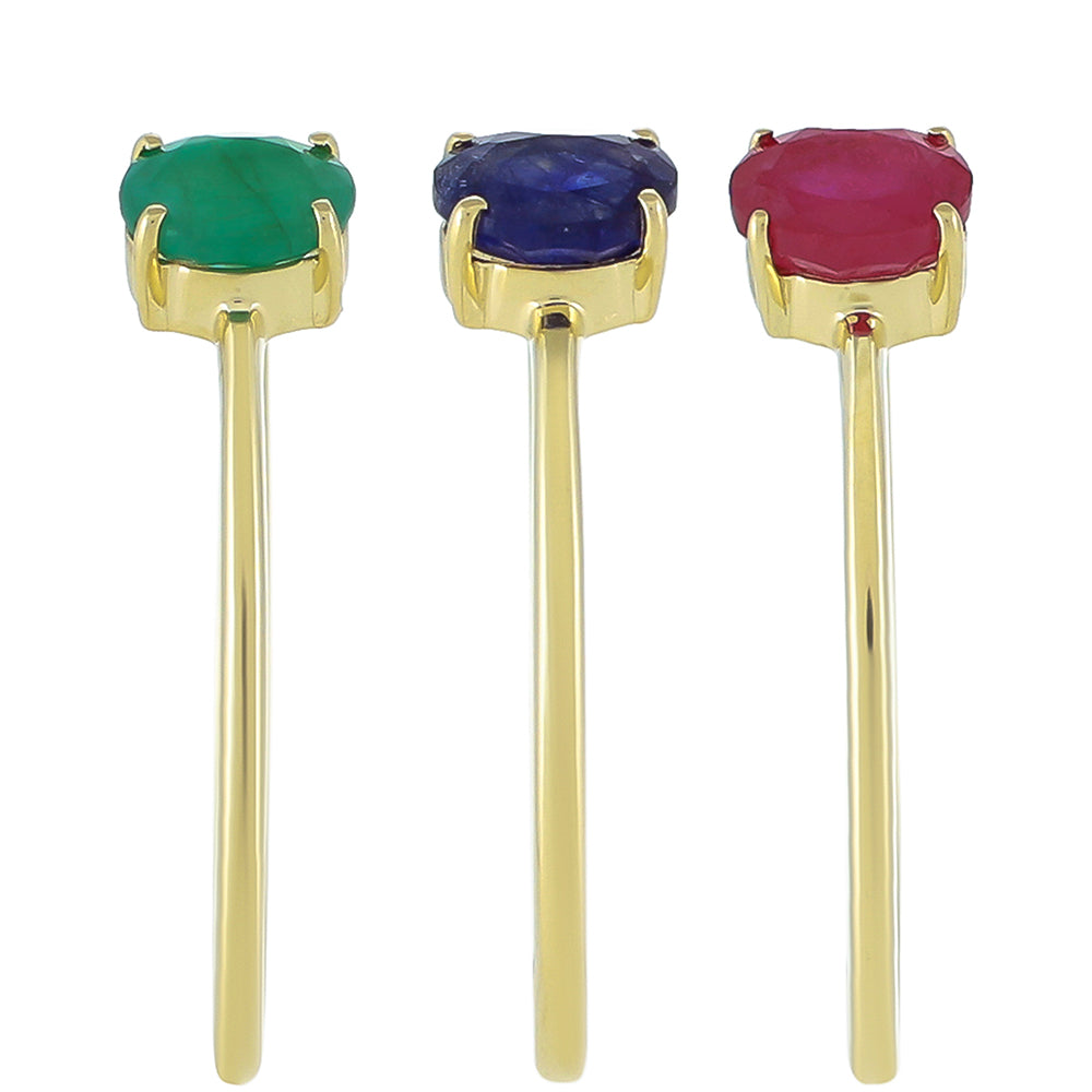 schmuckgarnitur aus Gold mit Thai Rubin und brasilianischem Smaragd 14 