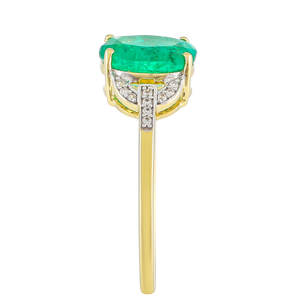 Goldring mit sambischem Smaragd und natürlichem Zirkon 3 