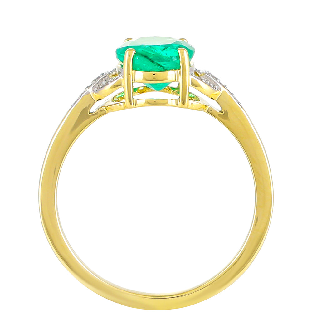 Goldring mit sambischem Smaragd und natürlichem Zirkon 4 