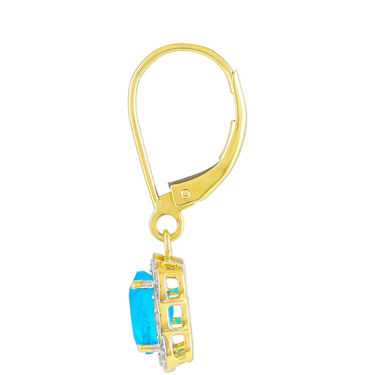 Goldohrringe mit äthiopischem Blauopal und natürlichem Zirkon