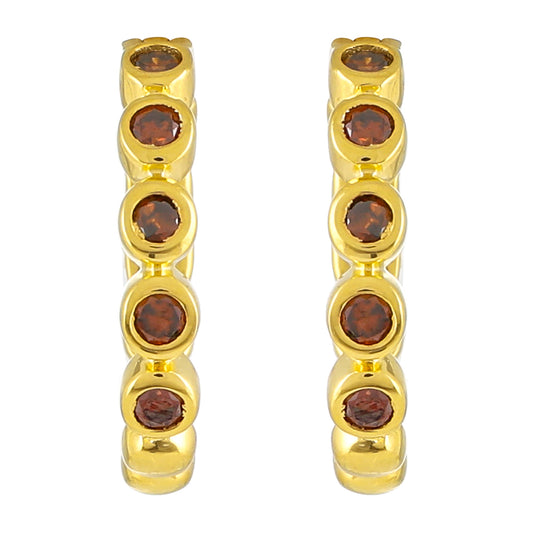 Goldplattierte Silberohrringe mit rotem Diamant