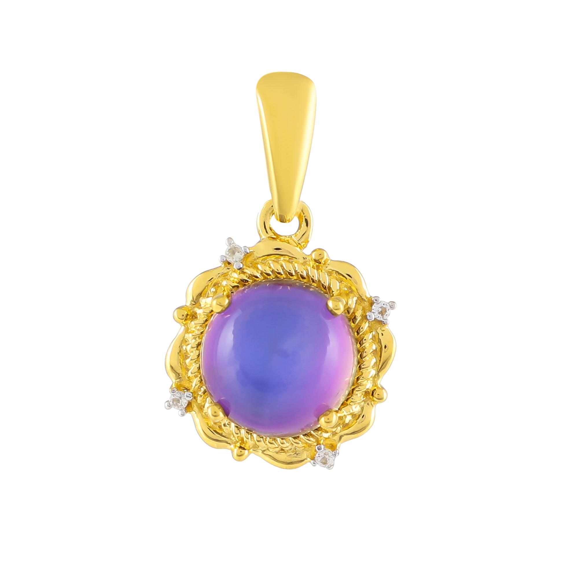 Goldplattierter Silberanhänger mit lila Mondstein und weißem Topas 1 