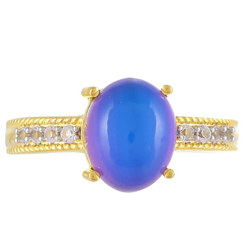 Goldplattierter Silberring mit lila Mondstein und weißem Topas 1 