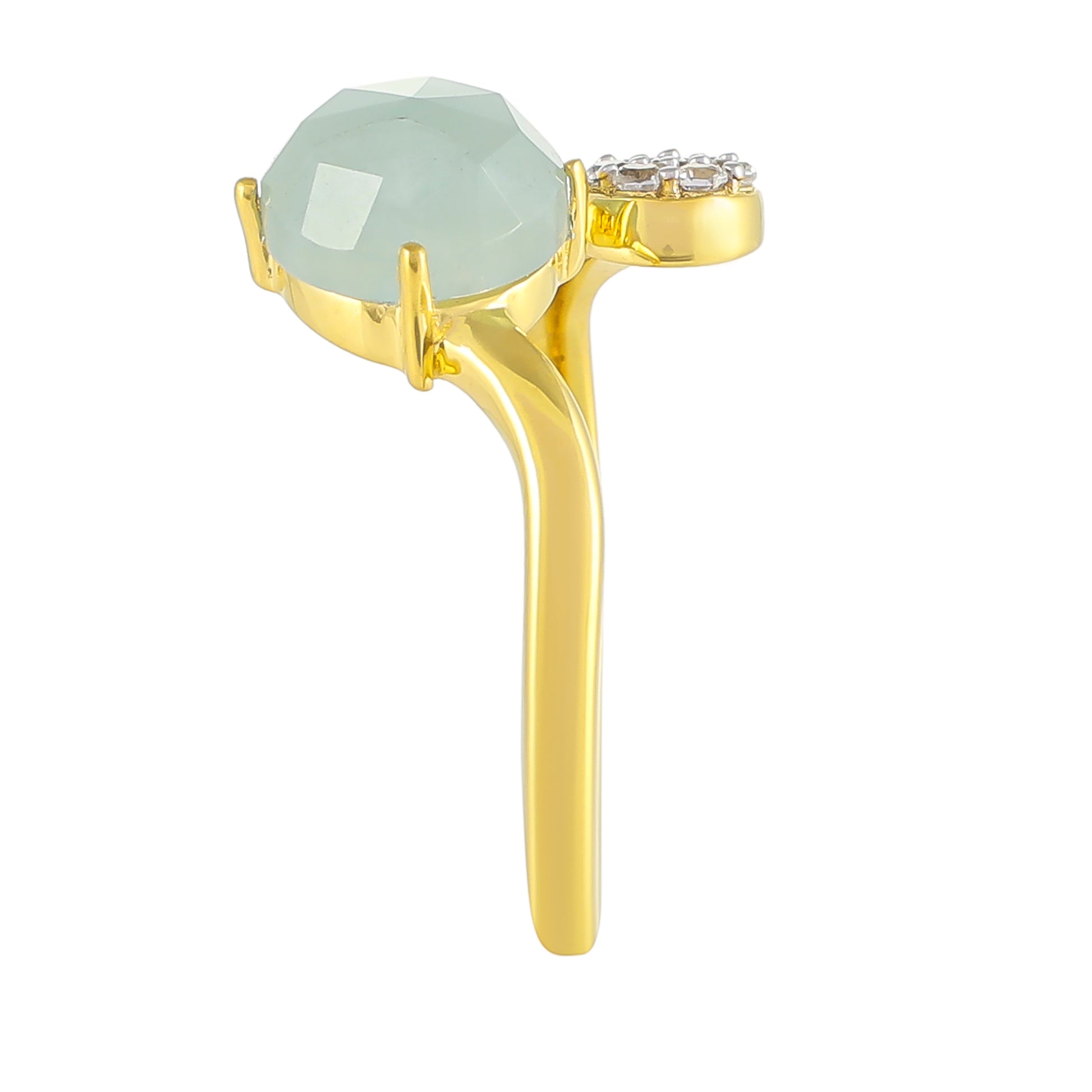 Goldplattierter Silberring mit Aquamarin und weißem Topas 3 