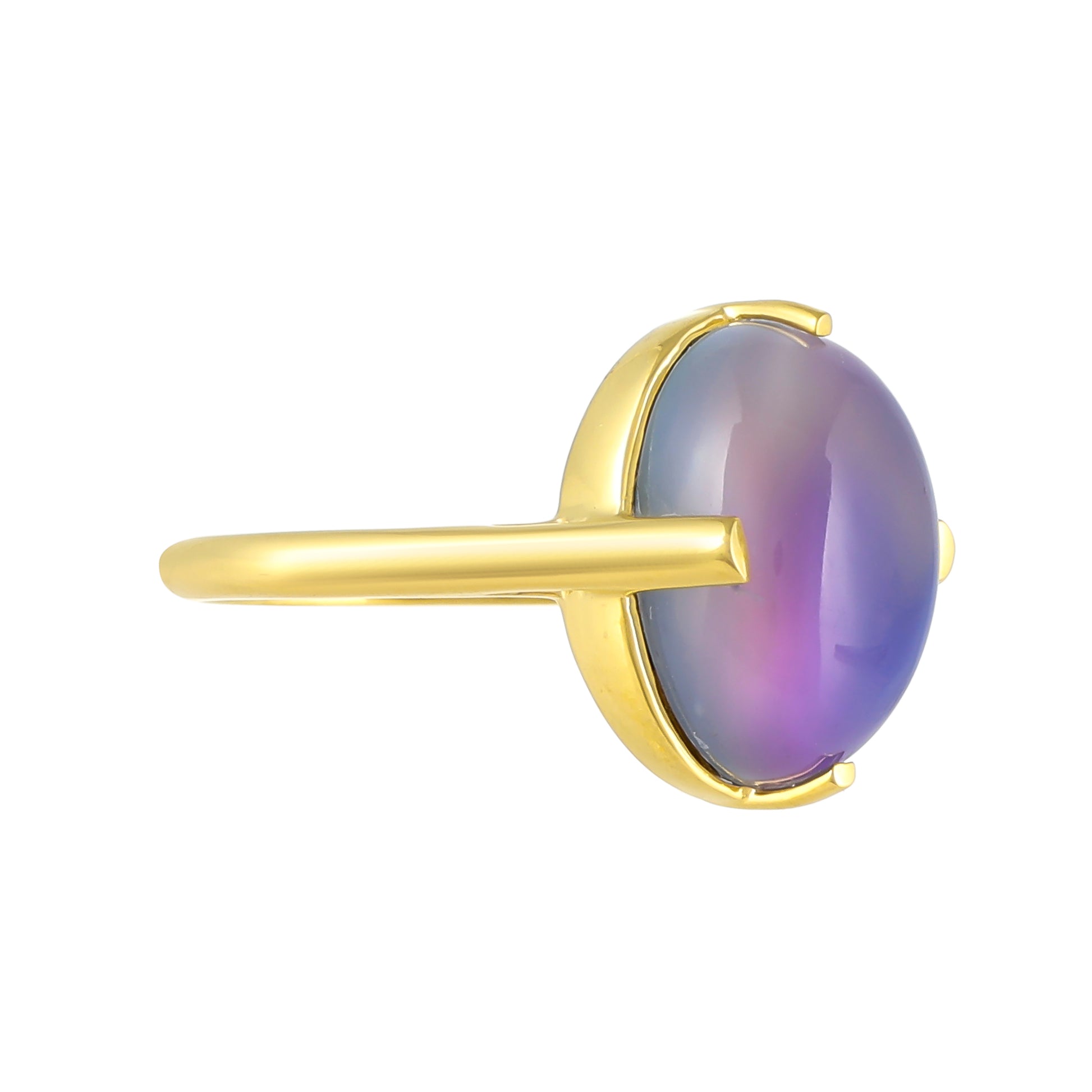 Goldplattierter Silberring mit lila Mondstein 2 