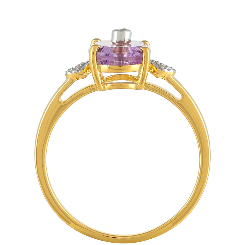 Goldplattierter Silberring mit rosafarbenem Amethyst und natürlichem Zirkon 4 