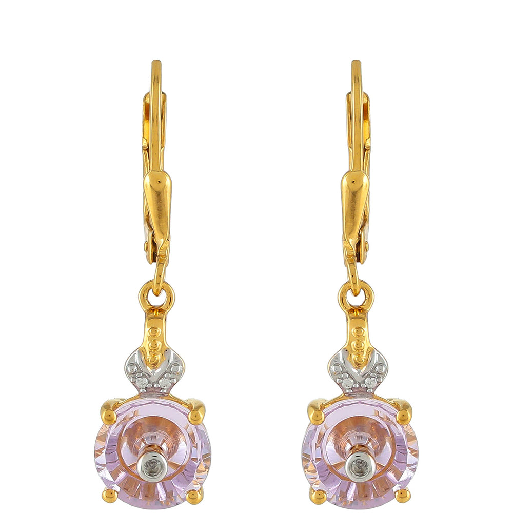 Goldplattierte Silberohrringe mit rosafarbenem Amethyst und natürlichem Zirkon 1 
