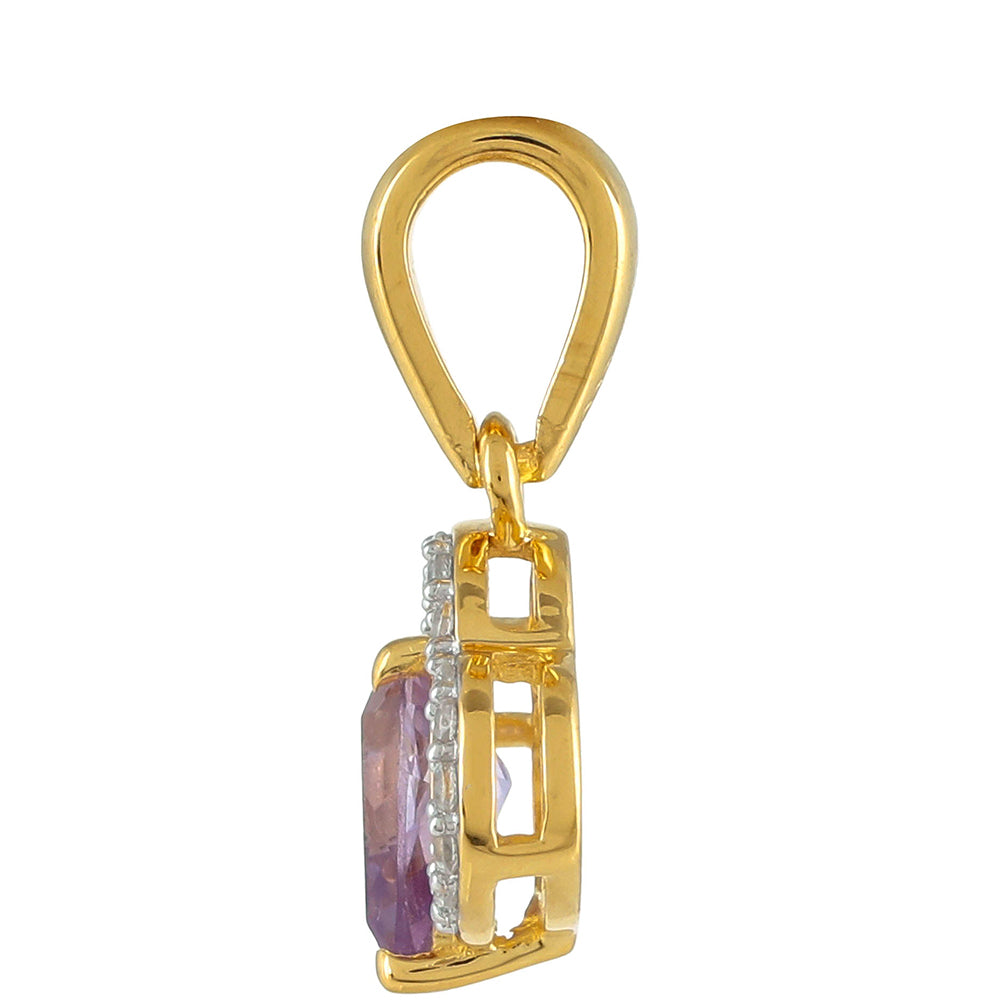 Goldplattierter Silberanhänger mit rosafarbenem Amethyst und natürlichem Zirkon