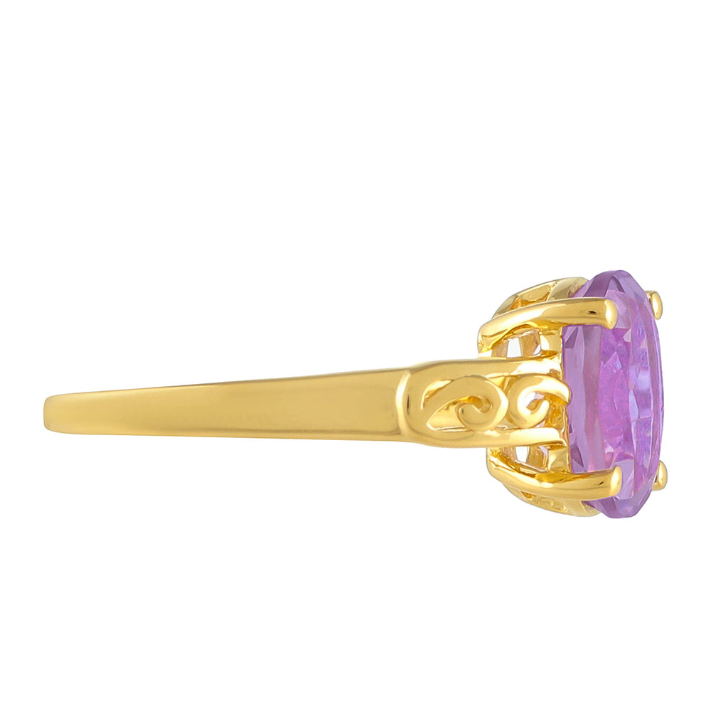 Goldplattierter Silberring mit rosafarbenem Amethyst