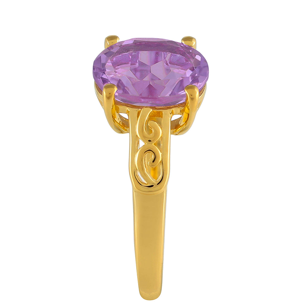Goldplattierter Silberring mit rosafarbenem Amethyst 3 