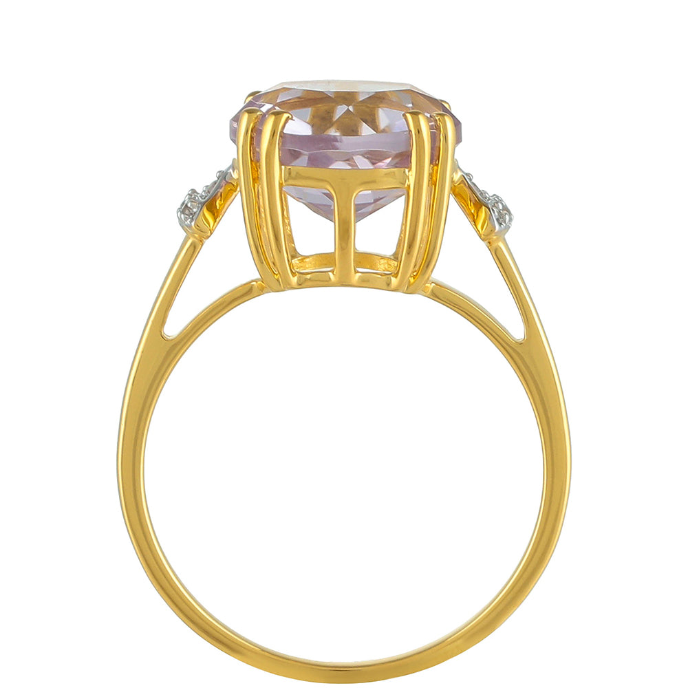 Goldplattierter Silberring mit rosafarbenem Amethyst und natürlichem Zirkon