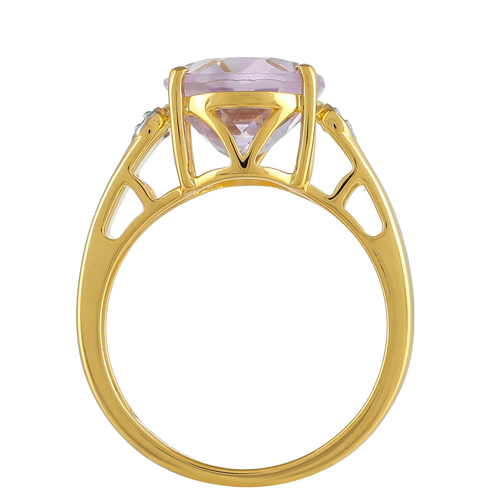 Goldplattierter Silberring mit rosafarbenem Amethyst und natürlichem Zirkon