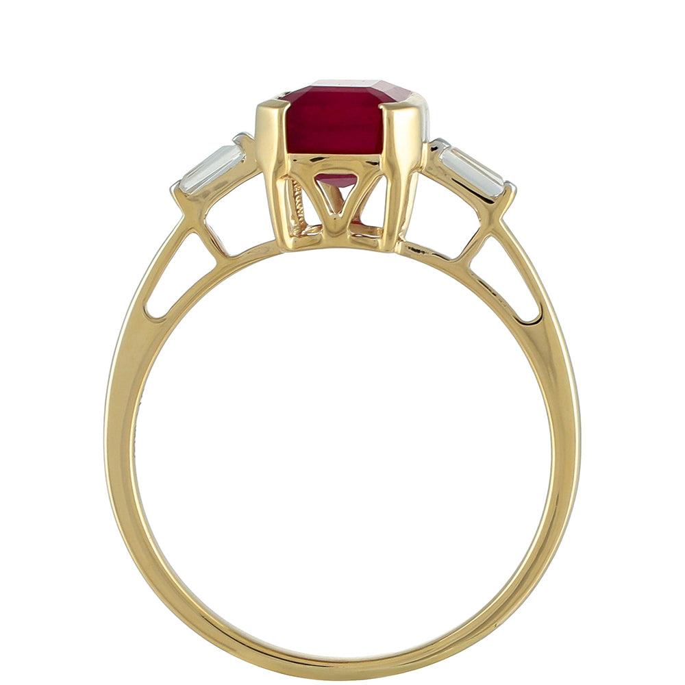 Goldring mit Thai Rubin und weißem Zirkon