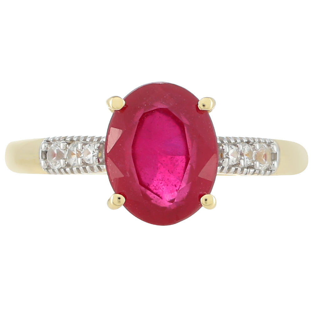 Goldring mit Thai Rubin und weißem Zirkon