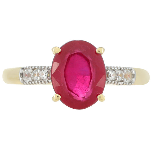 Goldring mit Thai Rubin und weißem Zirkon