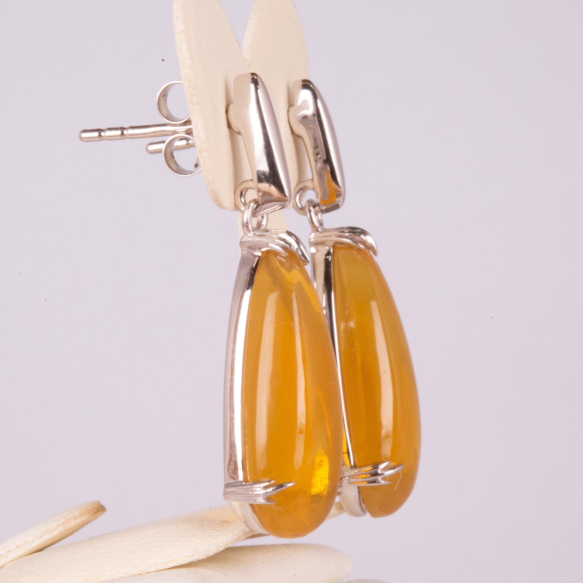 Silberohrringe mit amerikanischem orangefarbenem Feueropal 2 