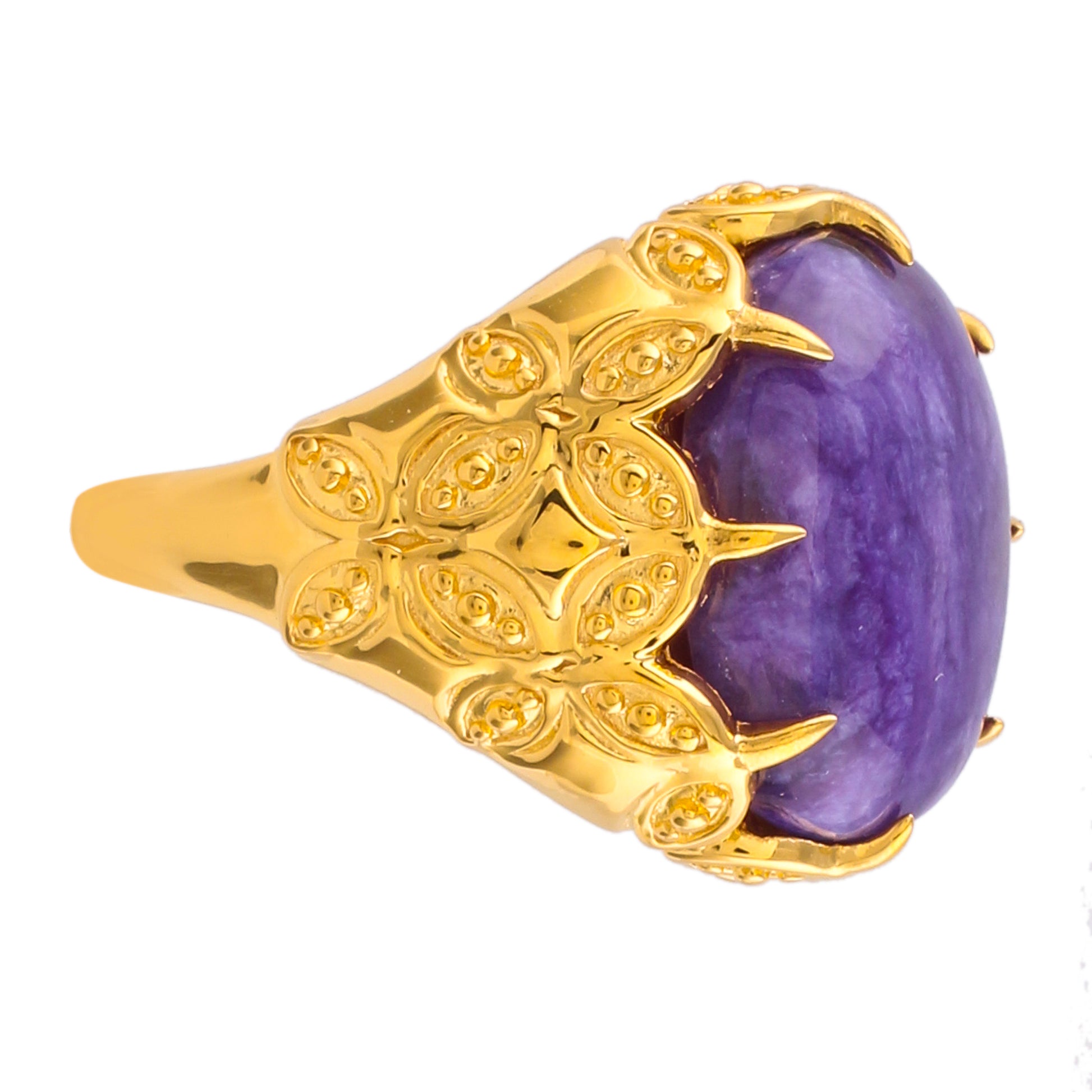 Goldplattierter Silberring mit Charoit 2 