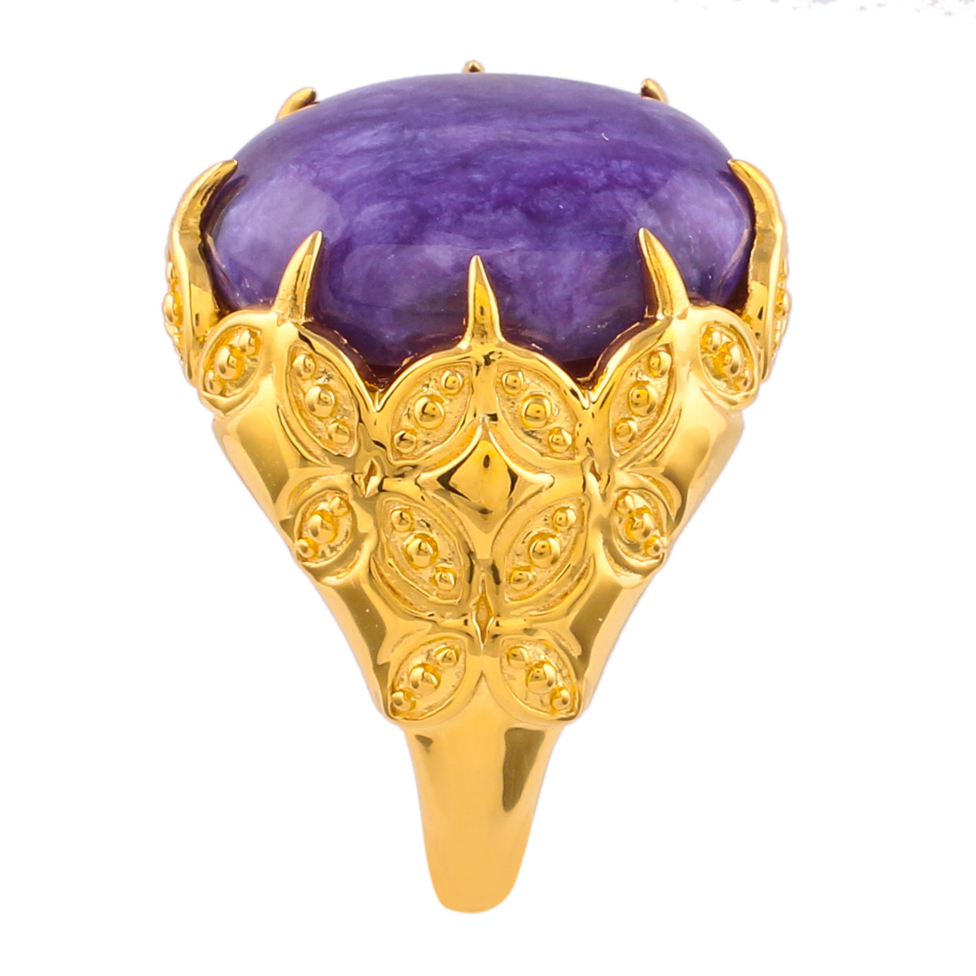 Goldplattierter Silberring mit Charoit 3 