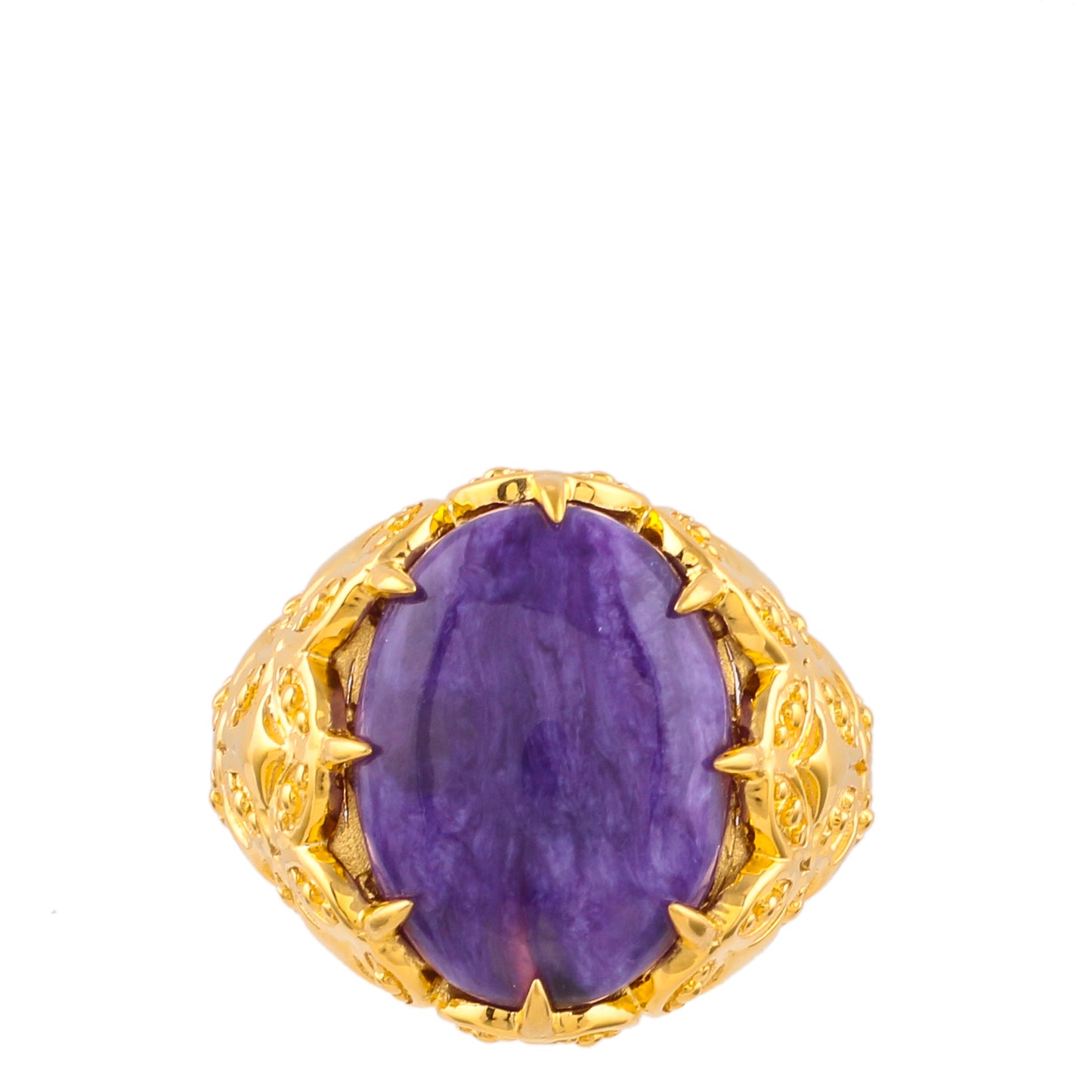 Goldplattierter Silberring mit Charoit