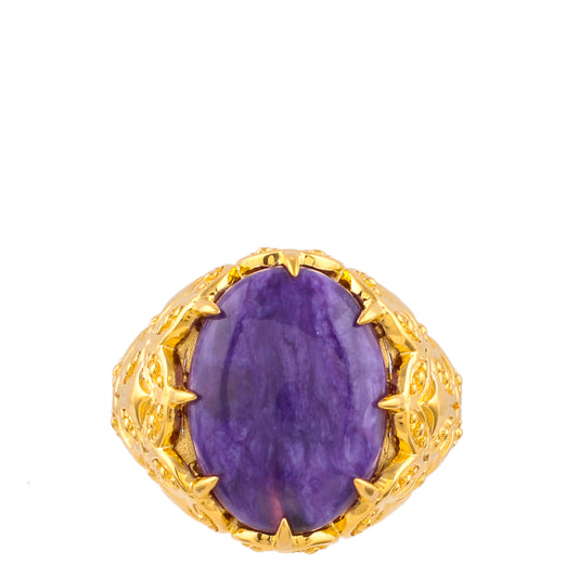 Goldplattierter Silberring mit Charoit