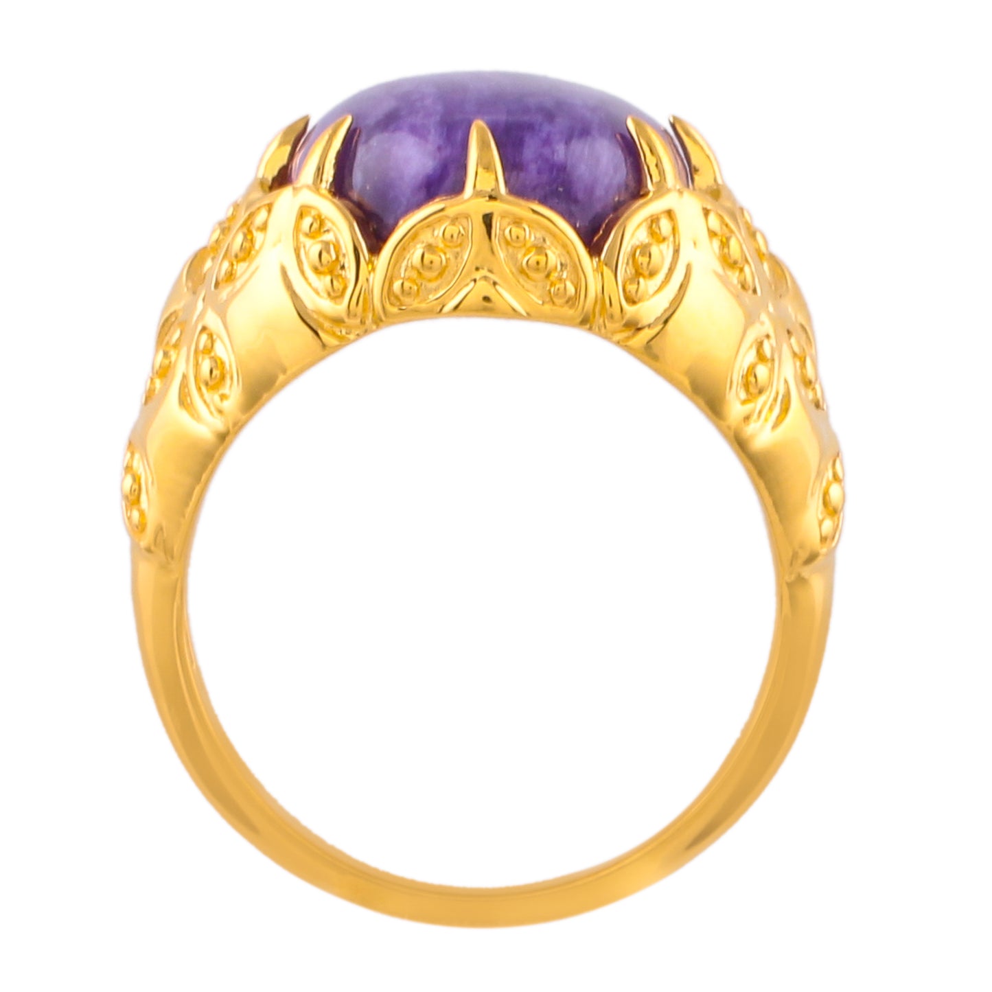 Goldplattierter Silberring mit Charoit