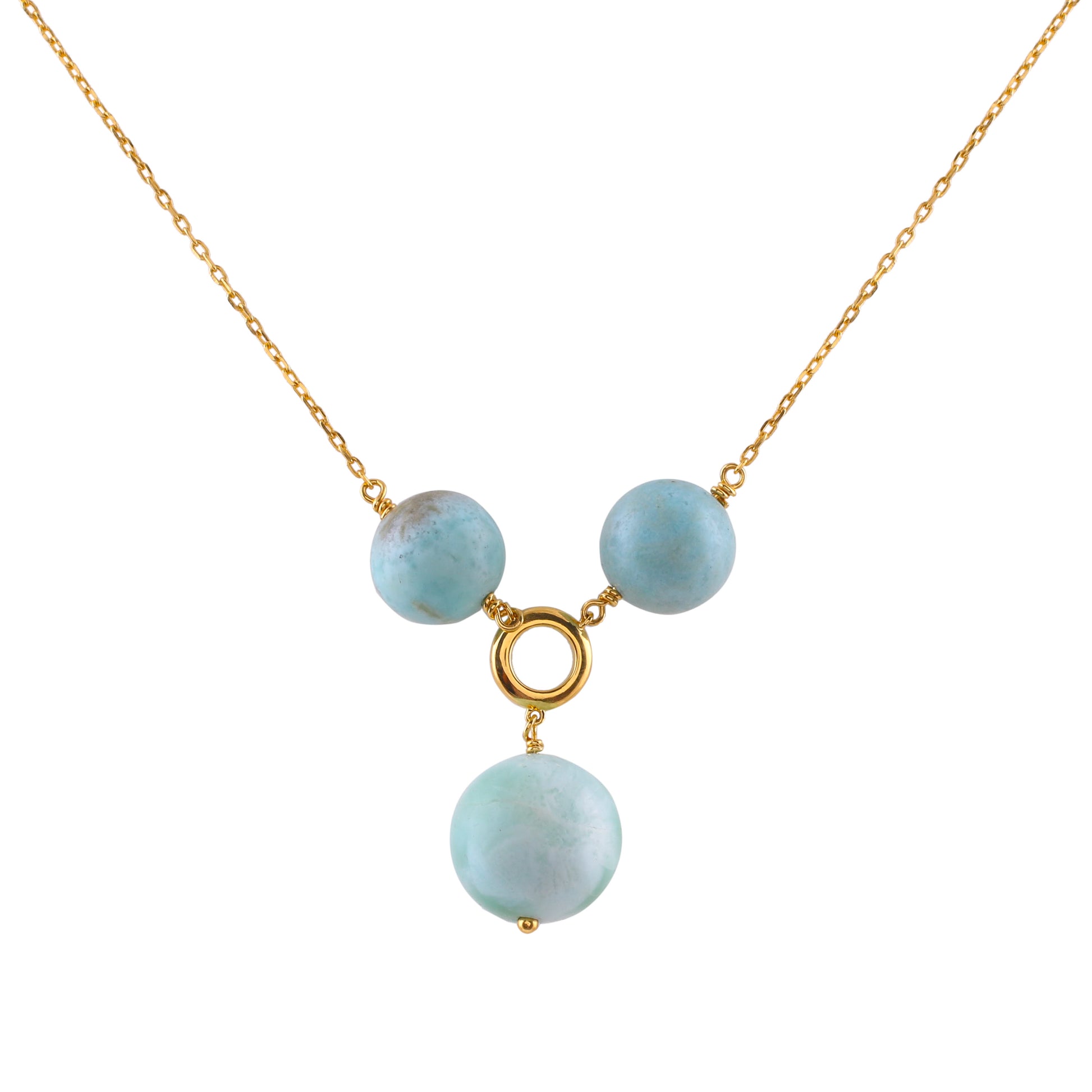 Goldplattierte Silberhalskette mit Larimar 1 