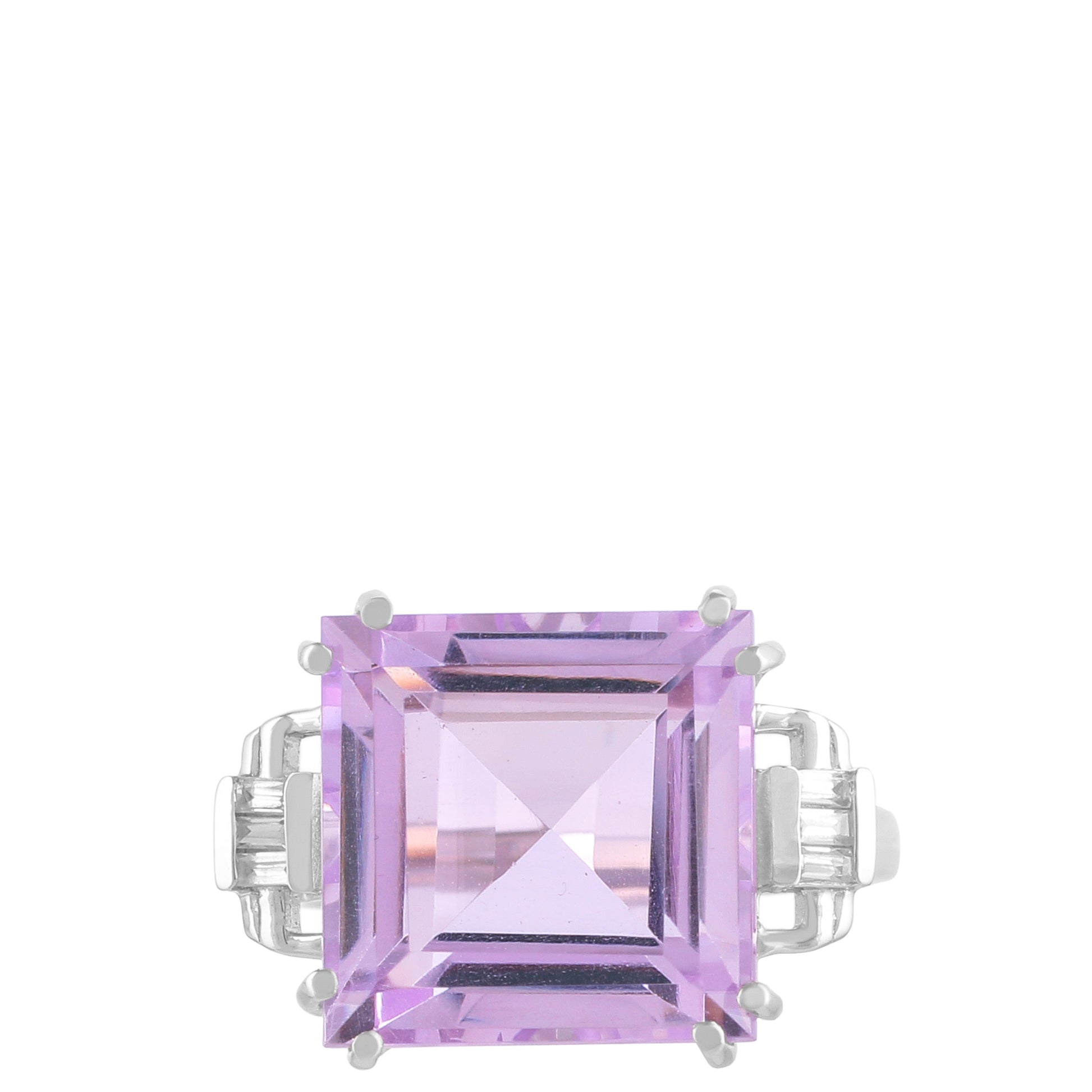 Silberring mit Rose De France Amethyst und natürlichem Zirkon 1 