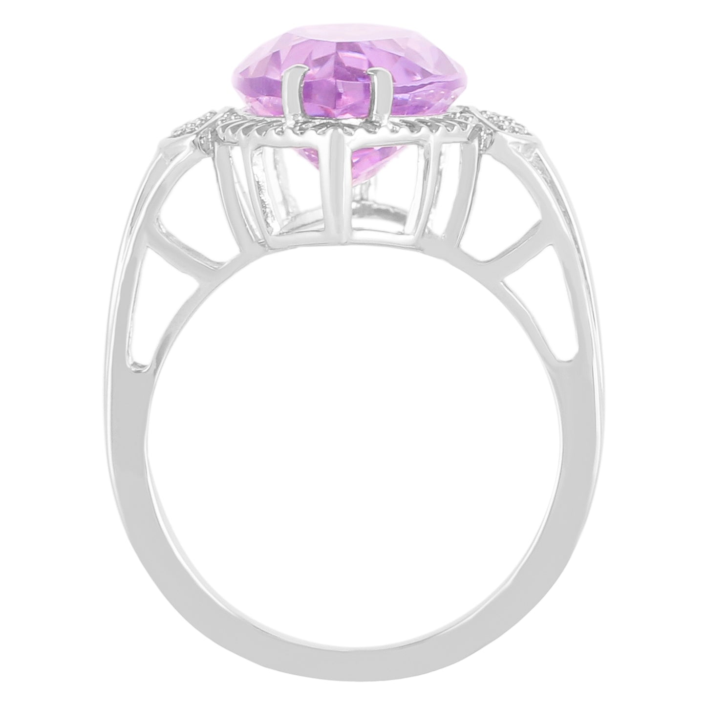 Silberring mit Rose De France Amethyst und natürlichem Zirkon