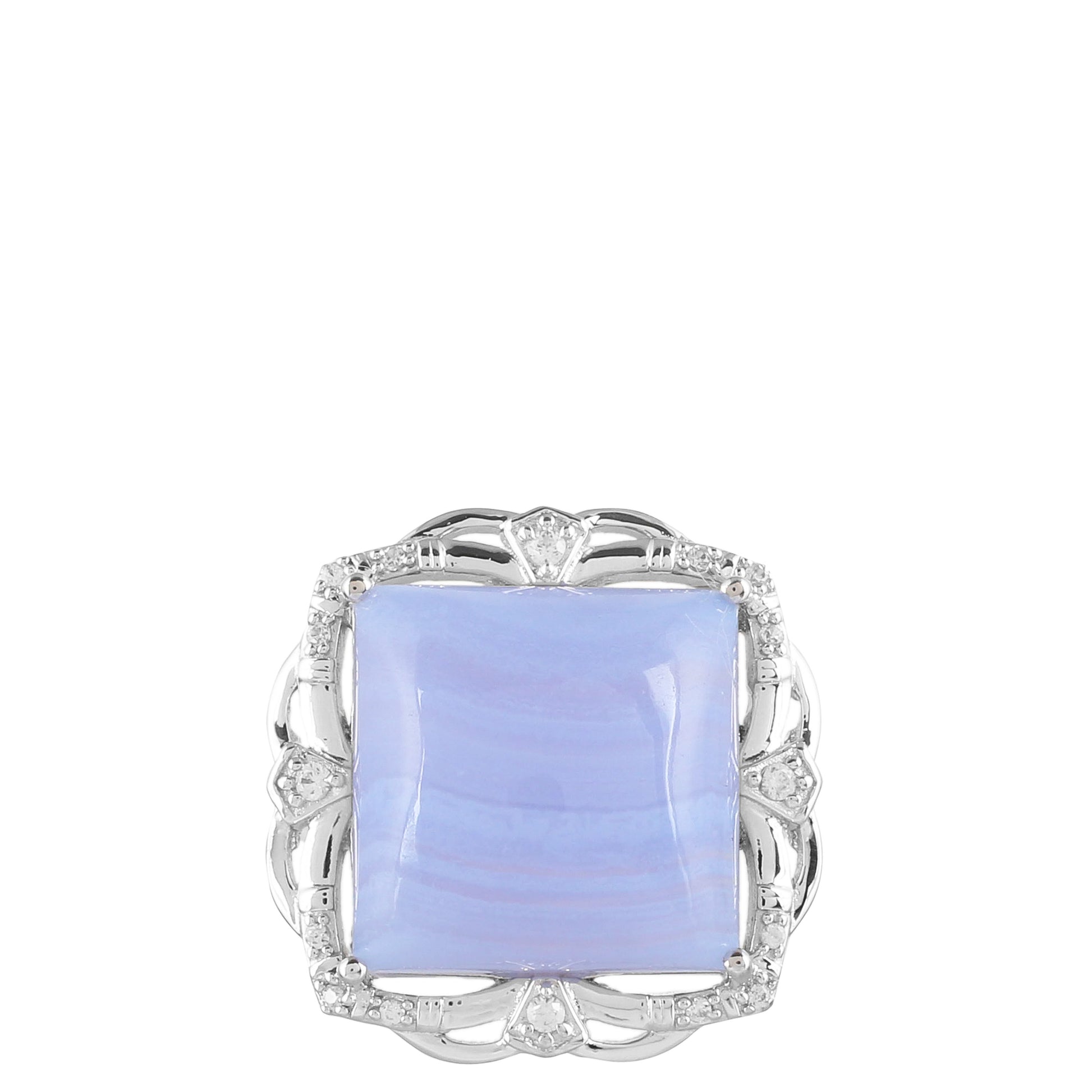 Silberring mit blauem Spitzenachat und natürlichem Zirkon 1 