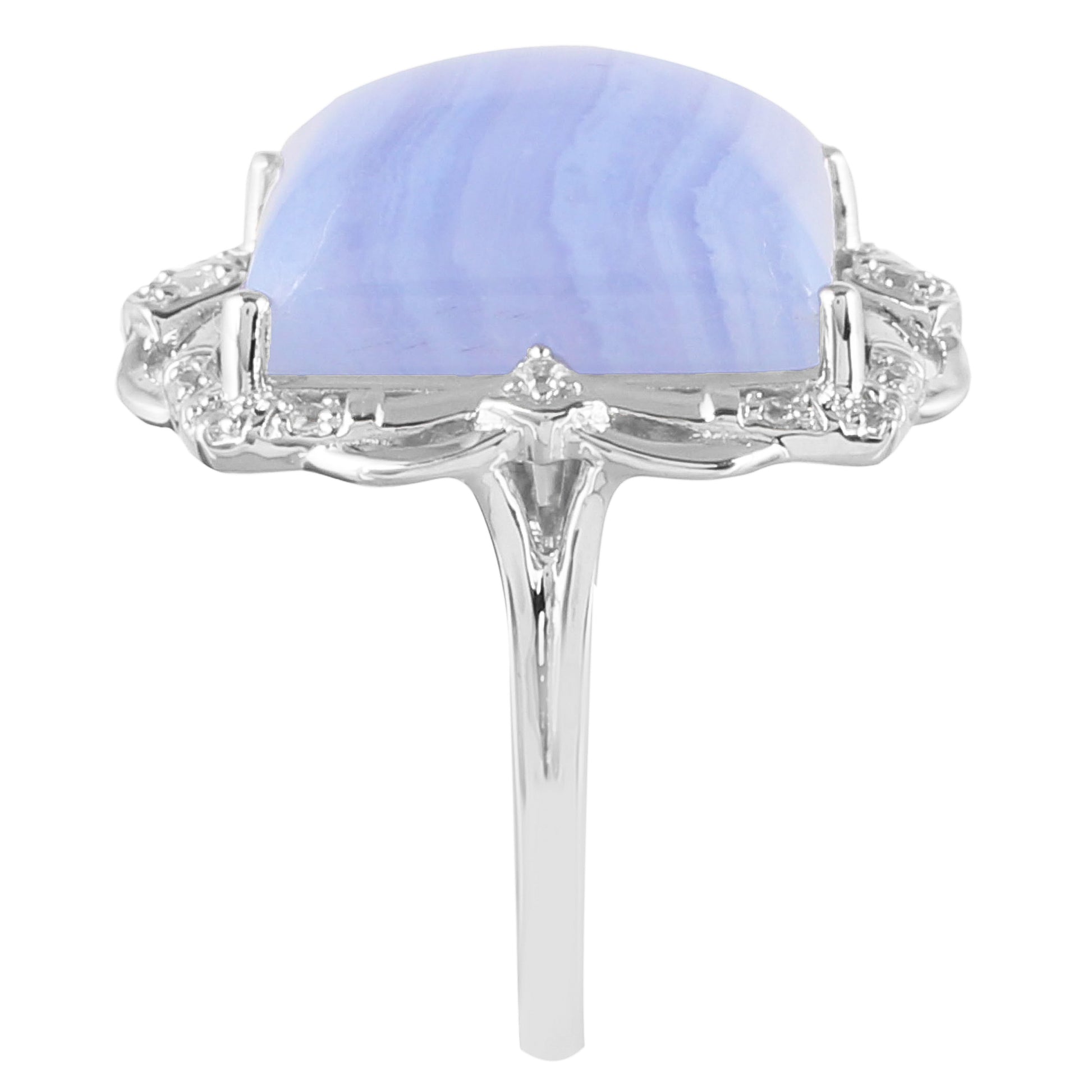 Silberring mit blauem Spitzenachat und natürlichem Zirkon 2 