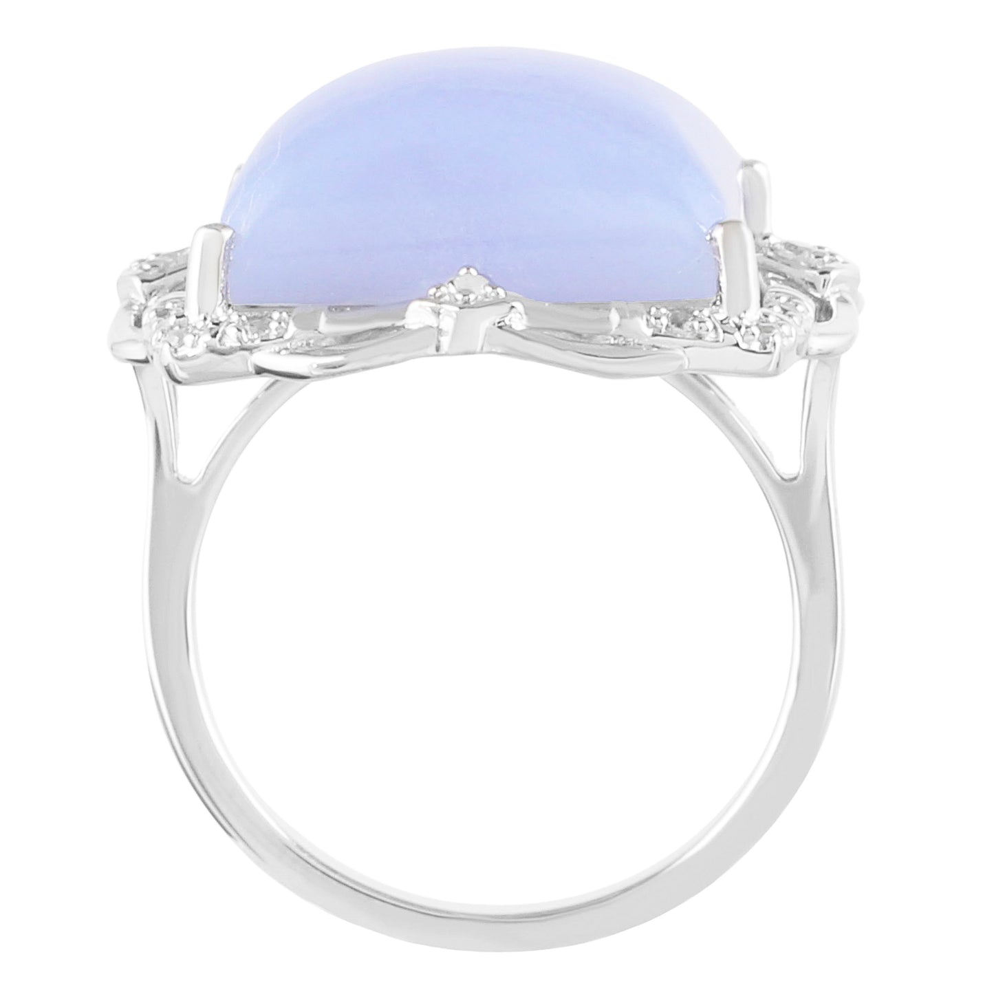 Silberring mit blauem Spitzenachat und natürlichem Zirkon