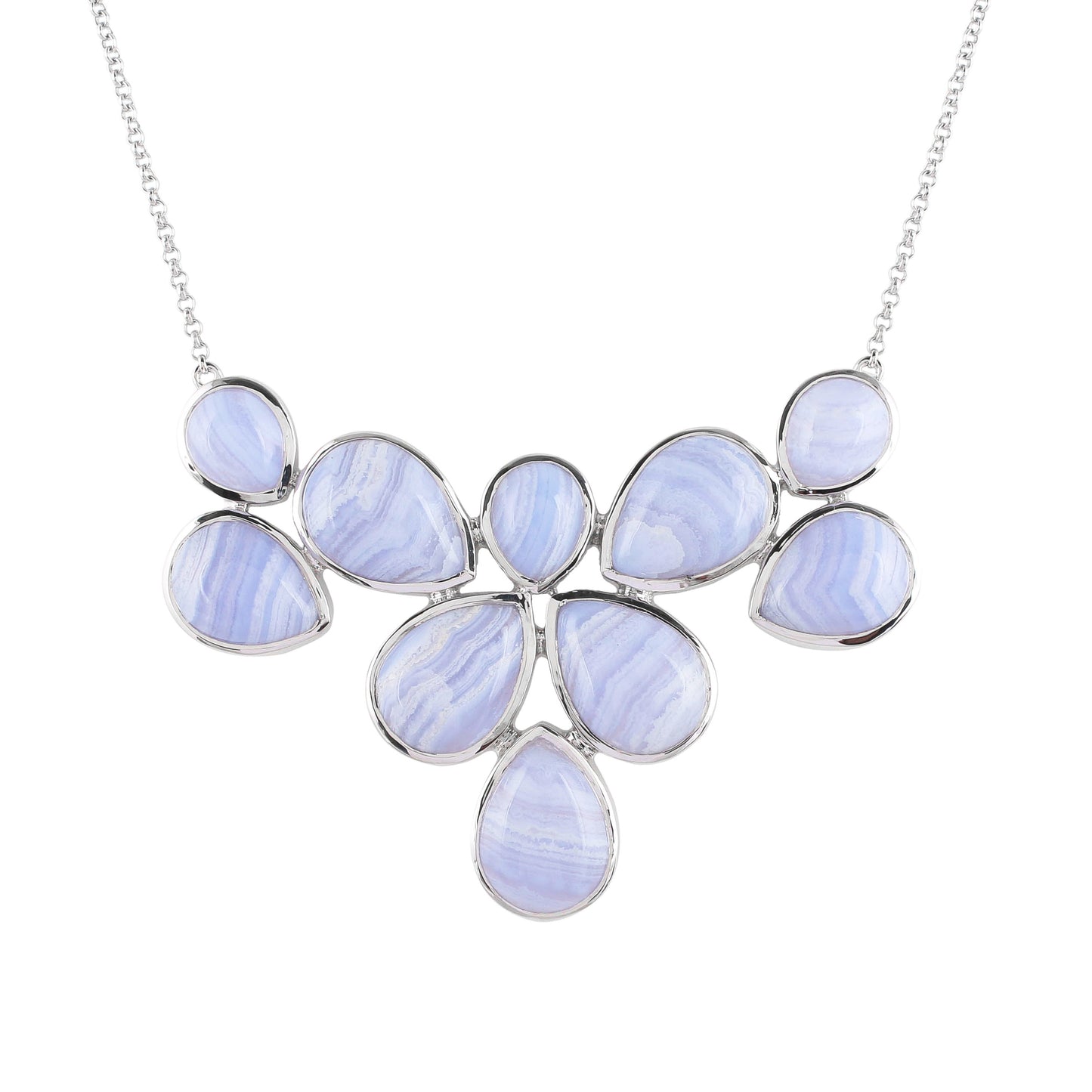 Silberhalskette mit blauem Spitzenachat