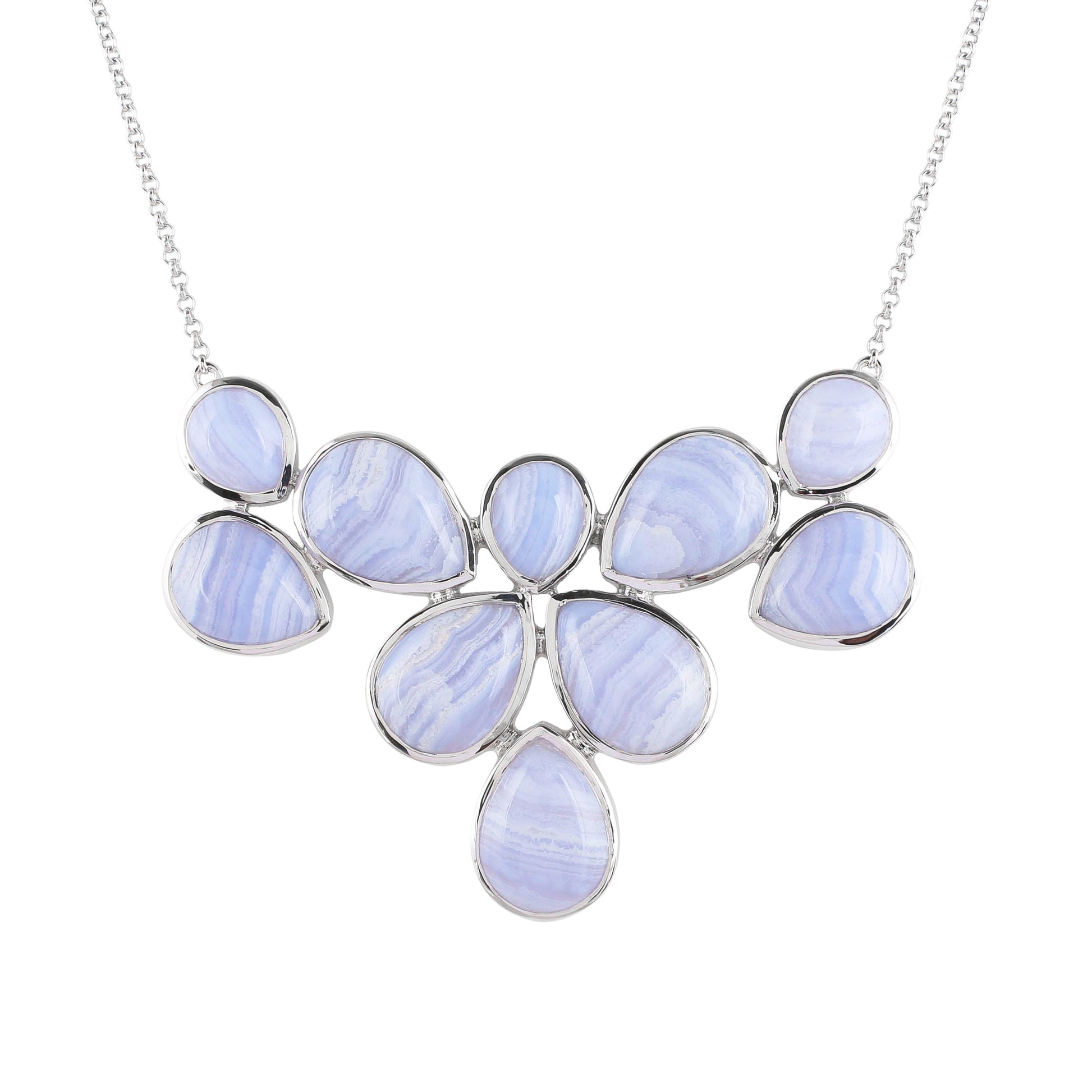 Silberhalskette mit blauem Spitzenachat 1 