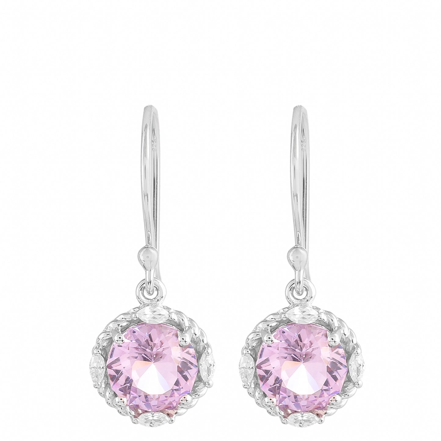 Silberohrringe mit rosafarbenem Amethyst und natürlichem Zirkon