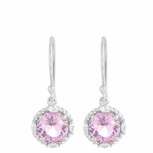 Silberohrringe mit rosafarbenem Amethyst und natürlichem Zirkon