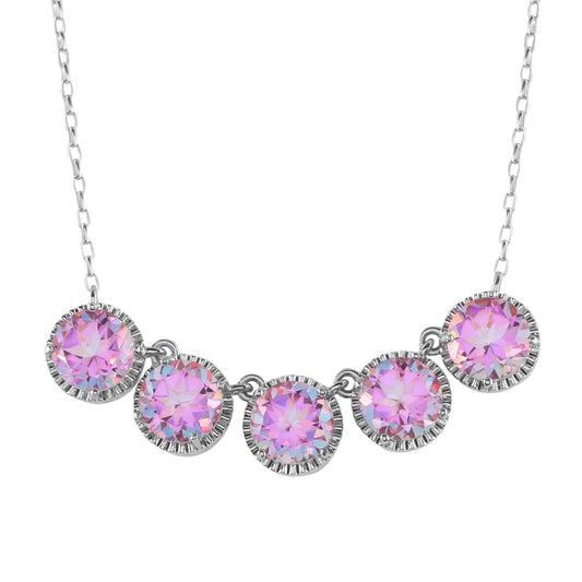 Silberhalskette mit Pink Vapor Quarz