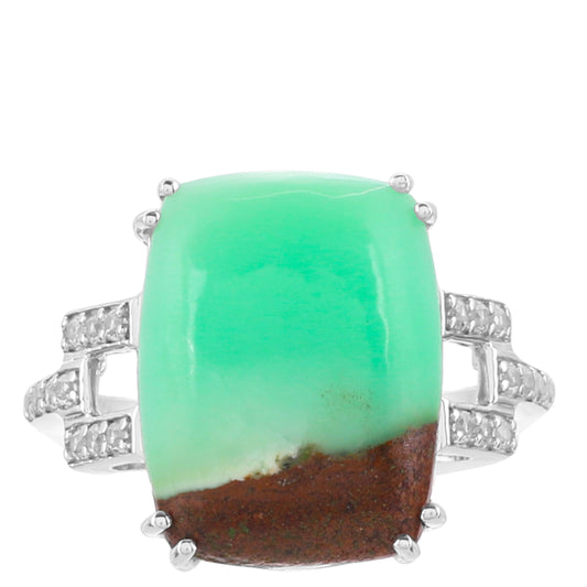 Silberring mit Mint Chrysoprase und natürlichem Zirkon