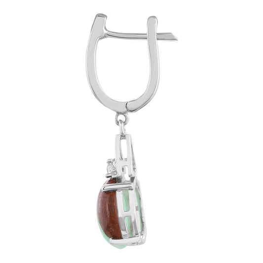 Silberohrringe mit Mint Chrysoprase und natürlichem Zirkon