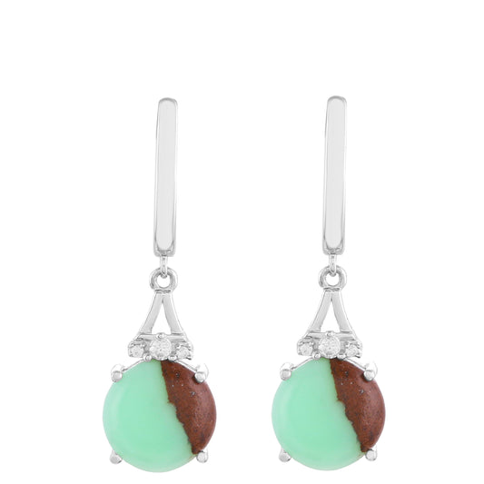 Silberohrringe mit Mint Chrysoprase und natürlichem Zirkon