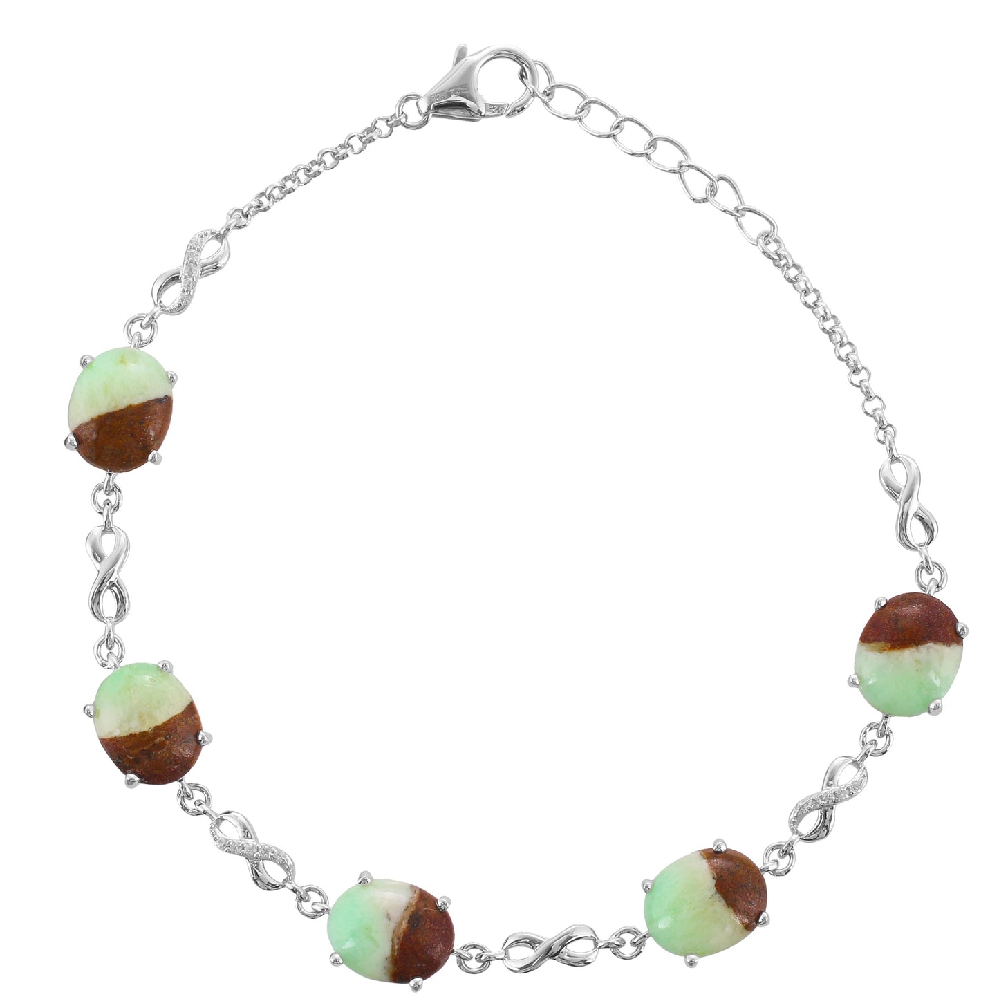 Silberarmband mit Mint Chrysoprase und natürlichem Zirkon