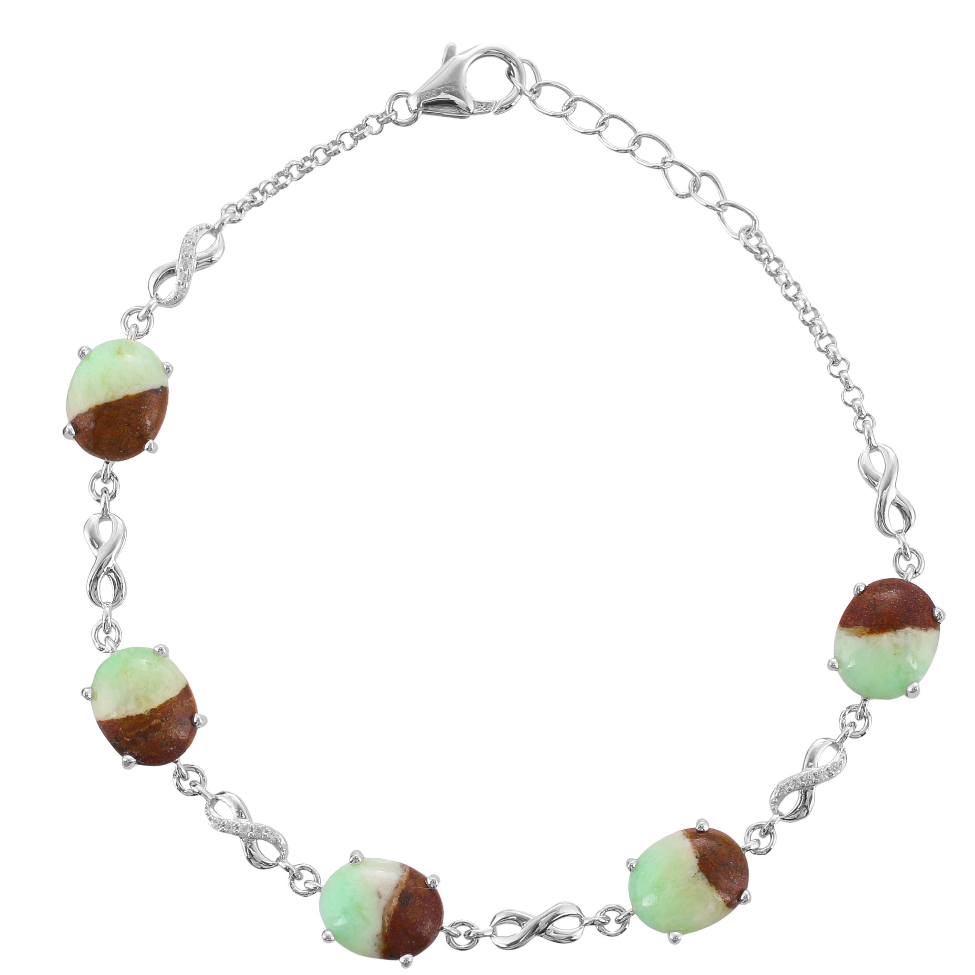 Silberarmband mit Mint Chrysoprase und natürlichem Zirkon 1 
