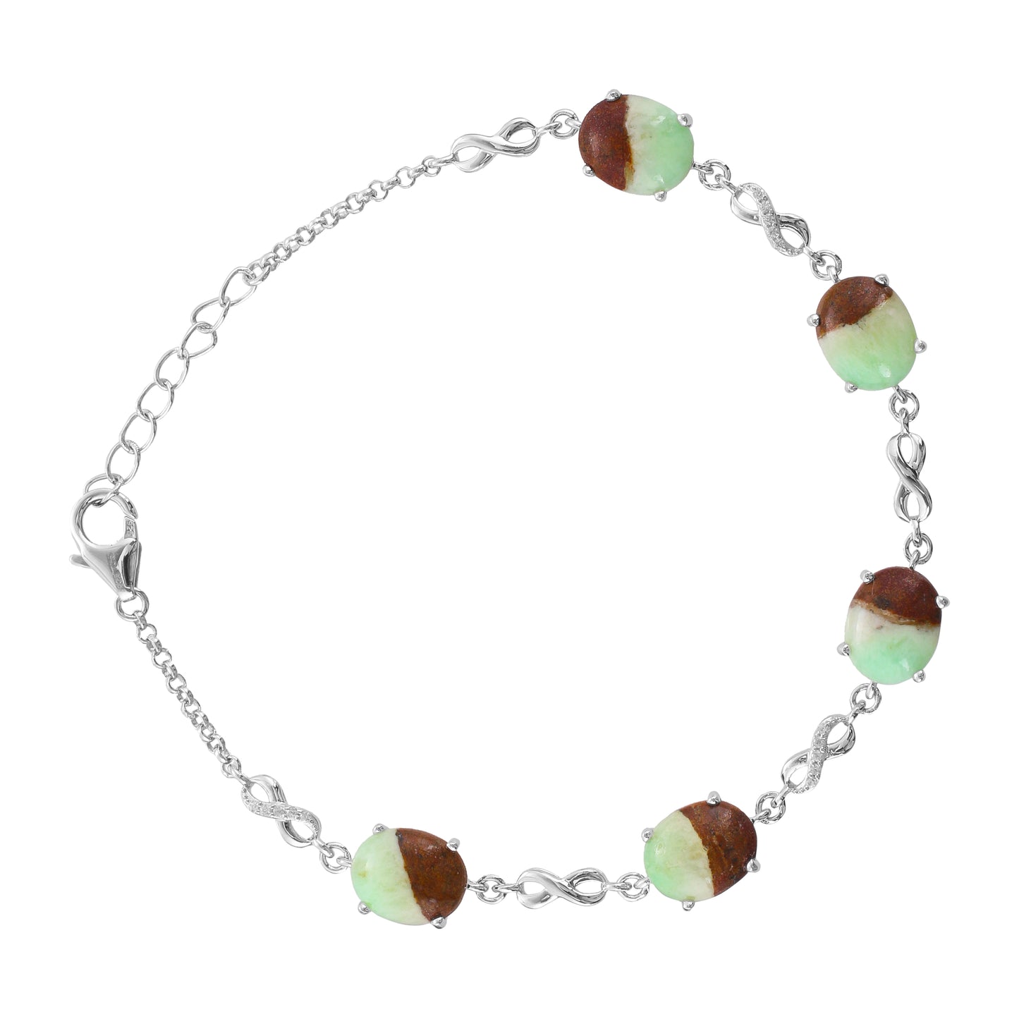 Silberarmband mit Mint Chrysoprase und natürlichem Zirkon