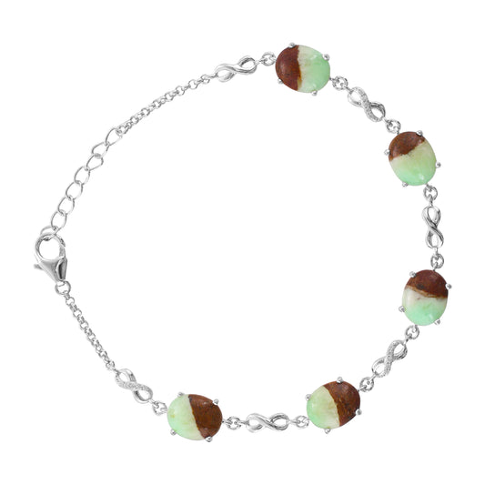 Silberarmband mit Mint Chrysoprase und natürlichem Zirkon