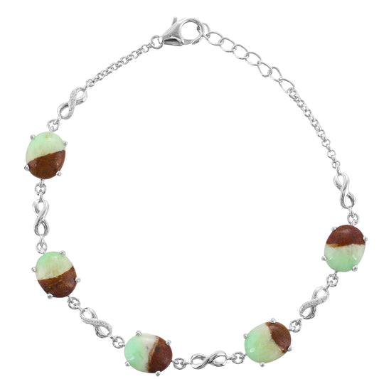 Silberarmband mit Mint Chrysoprase und natürlichem Zirkon